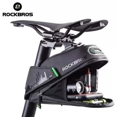 ROCKBROS Cycling Bike Tail Bag Rainproof MTB Bike Safty Refletive Saddl Bag US • $15.99