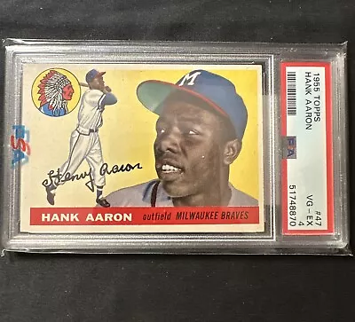 1955 Topps #147 Hank Aaron PSA 4 VG-EX Milwaukee Braves 2nd Year Card Nice Color • $550