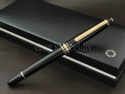 NEW Montblanc Gold Finish Meisterstuck Classique Luxury Black Rollerball Pen 163 • $55