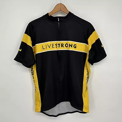 Nike Livestrong Cycling Jersey Mens XXL 2XL Yellow Black Short Sleeve 3/4 Zip • $12