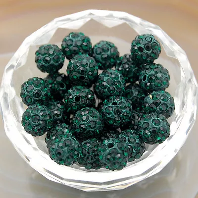 50pcs Quality Czech Crystal Rhinestones Pave Clay Disco Ball Spacer Beads 10mm • $6.99