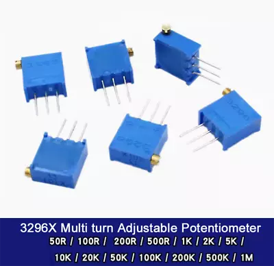 3296X Multi Turn Adjustable Potentiometer 50R/200R/500R/1K/2K/10K20K100K1M • $4.03
