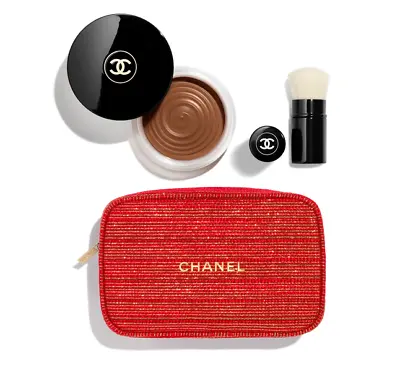 Chanel Makeup Skincare Gift Set Kit Holiday 2022 Bronzer Balm Cleanser Pouch Bag • £152.40