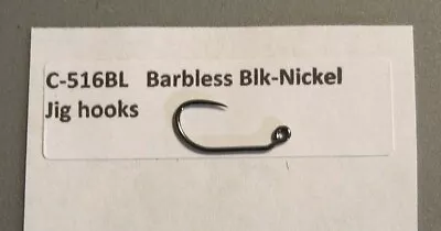 50 Jig Hooks C-516BL 9 Sizes Available Barbless Black-nickel Competition • $3.65