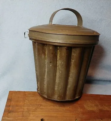 Antique Tin Plum Pudding Bundt Pan Steam Mold Locking Lid~ Tinned Inside Vintage • $38