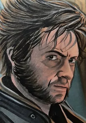 Original Aceo Hugh Jackman Wolverine X Men Miniature Art Sketch Card Drawing • £4.99