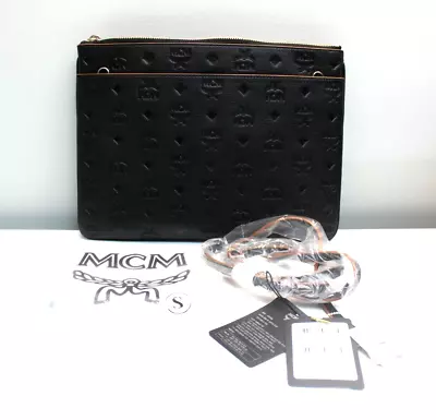 MCM Klara Monogram Leather Crossbody Bag / Clutch MSRP $530 Black • $382.50