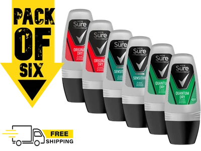 £5.99 • Buy Sure Men's Anti-Pespirant Deodorant Roll On 50ml Pack Of 1, 3 Or 6