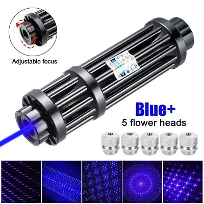10W Blue Burning Laser Pointer High Power Visible Light Beam +5 Head Caps NEW • $33.99