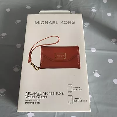 Michael Kors Women's Wallet Case Red Patent Leather Wristlet IPhone 4 3770 • £29.99