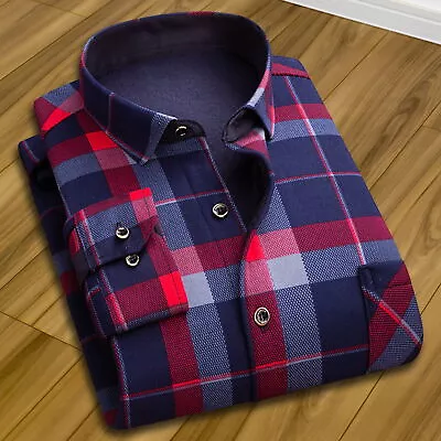 Long Sleeve Men Shirt Comfortable Fabric Stylish Men's Plaid With Soft Comfort • $20.70