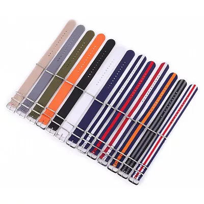 18mm 20mm 22mm 24mm Military Canvas Nylon Watch Strap Band • $2.25