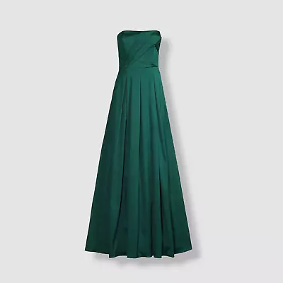 $595 Aidan BY Aidan Mattox Womens Green Pleated Strapless Gown Dress Size 12 • $190.78