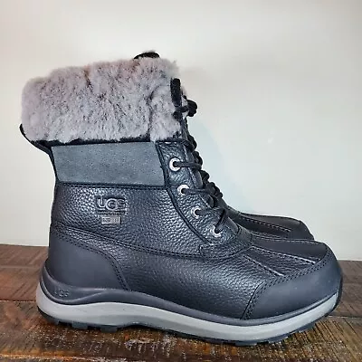 UGG Adirondack III Womens Size 7 Patent Black Waterproof Snow Boots 1095141 • $179.98