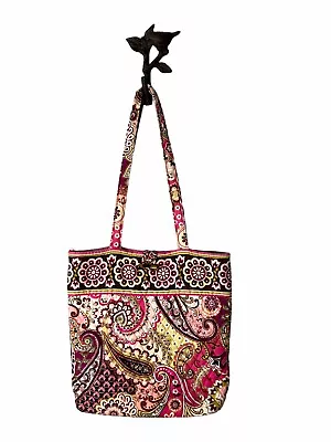 VERA BRADLEY Tote Bag Shoulder Purse Retired Very Berry Paisley 13 X 13.5 X 4” • $24.99