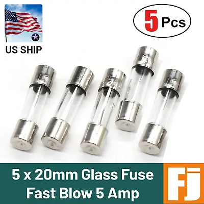 5 Pcs  Fast-Blow Fuse 5A 250V Glass Fuses 5 X 20 Mm (5 Amp) | US Ship • $6.72