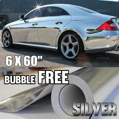 6x60  Silver Car Chrome Mirror Vinyl Wrap Film Sticker Decal Sheet Bubble Free • $7.70