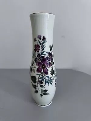Zsolnay Vase With Flowers 10  Handpainted Porcelain  • $80