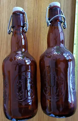 $11.99 • Buy 3 Grolsch Brown &Green Glass Beer Bottles Porcelain Swing Top Stopper Metal Bail