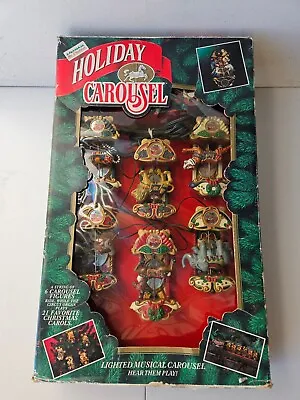 Mr Christmas Lighted Holiday Carousel 1992 Music Box Carousel WORKS • $60