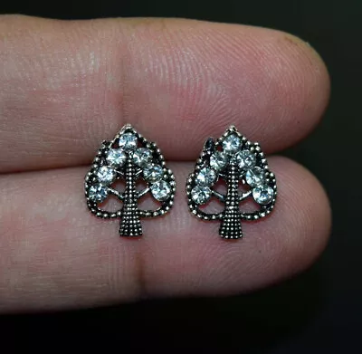 Bollywood Oxidized Silver Plated PartyWear Small Stud Earrings Jewelry For Women • $6.84
