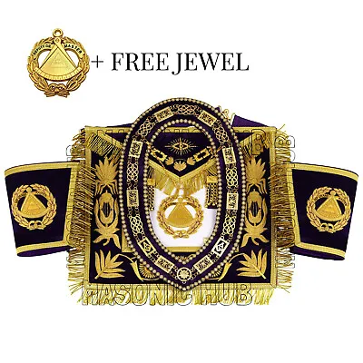Masonic Regalia Deputy Grand Master 100% LAMBSKIN APRON With Chain Collar & Cuff • $145.99