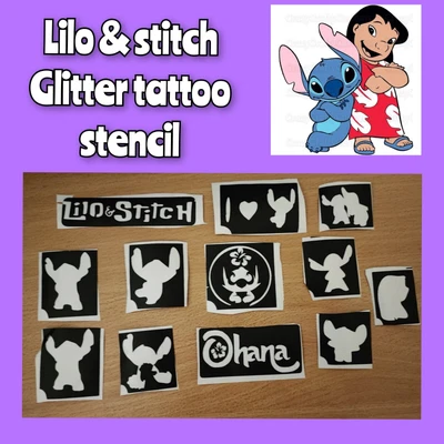 £3 • Buy Glitter Tattoo / Face Paint Stencils. Lilo And Stitch X 10+ Children Birthday
