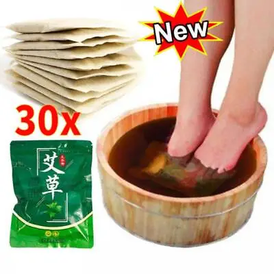 30Pcs Moxa Powder Herbal Moxibustion Leaves Mugwort Angelica Foot Bath Bag • $8.46