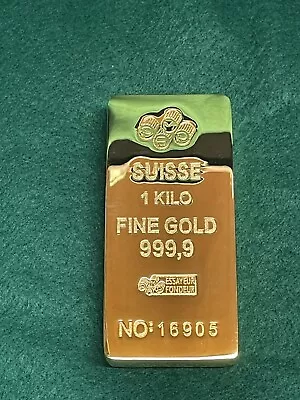 1 Kilo Suisse Gold Plated Bar  • £160