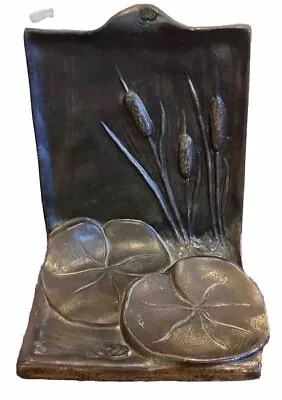 Single McClelland Barclay Bronze Bookend Lily Pads Cattails Vintage Art Nouveau • $25