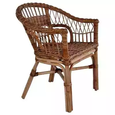 Chic Natural Rattan Garden Chair Vintage  Water Resistant Patio Seating • $212.85