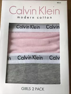 Calvin Klein Modern Collection Bikini - Girls 2 Pack Size 14-16 Pink/grey • £16