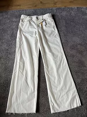 Women’s Wide Leg White Jeans By Mango Size 12 New With Tags  • £7.50