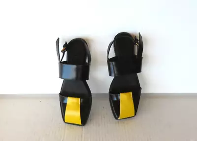 Marni Women's Sz 40 9 Two Tone Yellow Black Sandals Slides Flats Slip-on Slides • $129