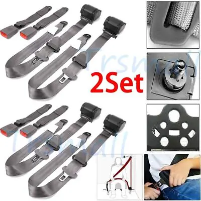 2Set 3 Point Retractable Car Safety Seat Belt Lap Diagonal Belt Adjustable Gray • $29.99