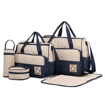 £25.43 • Buy 9026 - Miss Lulu Polyester 5 Pcs Set Maternity Baby Changing Bag Dot - Navy