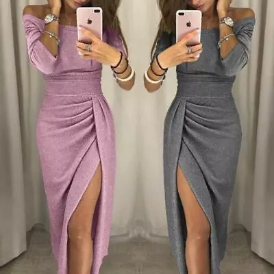 $17.84 • Buy Women Formal Wedding  Shiny Cocktail Party Evening High Slit Long Dress FW