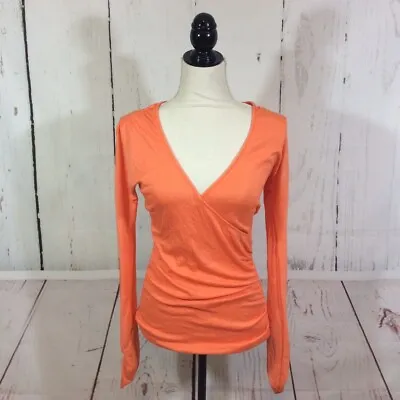 Michael Stars Women's One Size Faux Wrap Orange Shimmer Surplice Top V-Neck NWT • $56.09