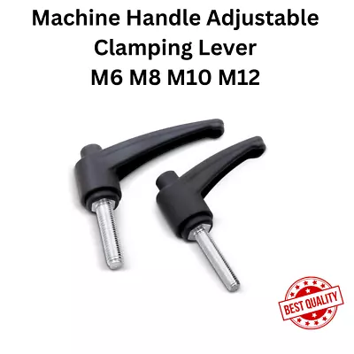 2pcs Handles Adjustable Clamping Lever Push Button Male Black Knob M6 M8 M10 M12 • £7.90