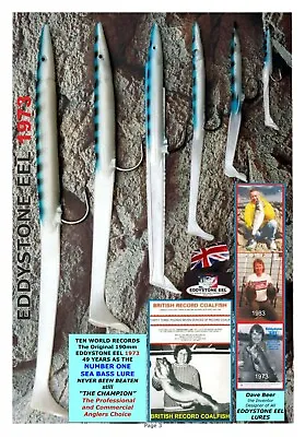 EDDYSTONE SANDEEL FISHING LURES 115mm EDDYSTONE EEL BASS COD POLLACK TUNA • £1.45