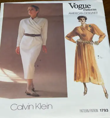 Vogue American Designer Pattern Calvin Klein #1793 Dress SZ 12 UNCUT • $14.99