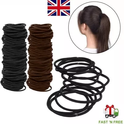 100-300 THICK Black Hair Bands Elastics Bobbles Girls Kids School Ponies Ties UK • £1.99