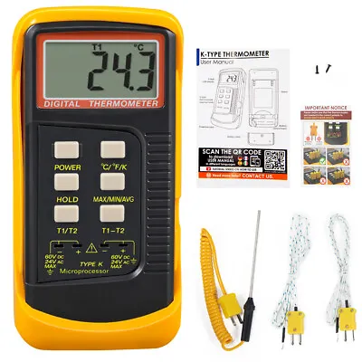  Digital Thermocouple Thermometer Dual Channel 2*K-Type Temperature Meter • $20.58