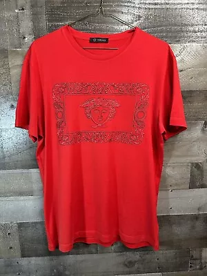 Versace Embroidered Medusa Red T-shirt Men’s Size Medium M (180/92A) • $99.99