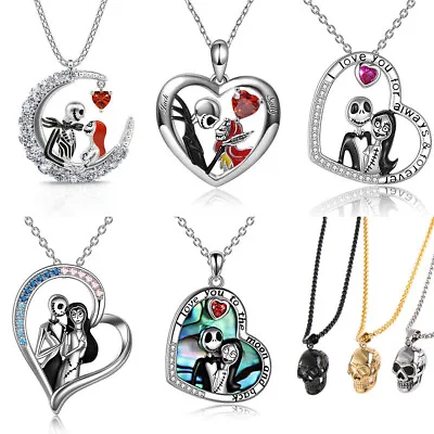 $2.16 • Buy Skull Couple Necklace Heart Cubic Zircon Pendant Bridal Wedding Jewelry Gift Lot