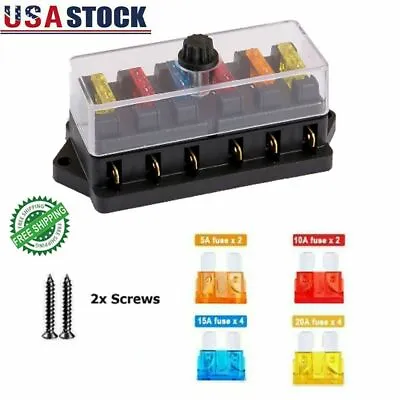 6-Way Waterproof Fuse Box Block Holder With Waterproof For Car Marine 12V/24V • $7.99