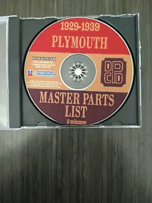 Illustrated MoPar Parts Manual For 1929-1939 Plymouth - 2 Volume Set On 1 CD • $79.99