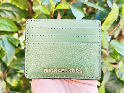 Michael Kors Jet Set Travel Card Holder Leather Wallet Fern Green • $34.80