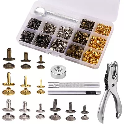 Leather Snap Fasteners Kit 480PCS Metal Button Snaps Press Studs 4 Color Mixed • $16.77