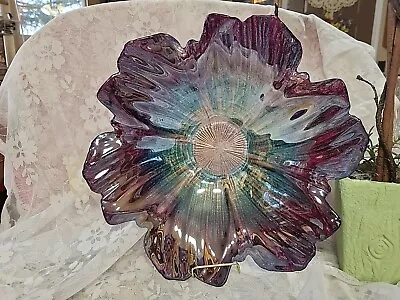 Artisan Murano Glass Flower Bowl Purple • $30